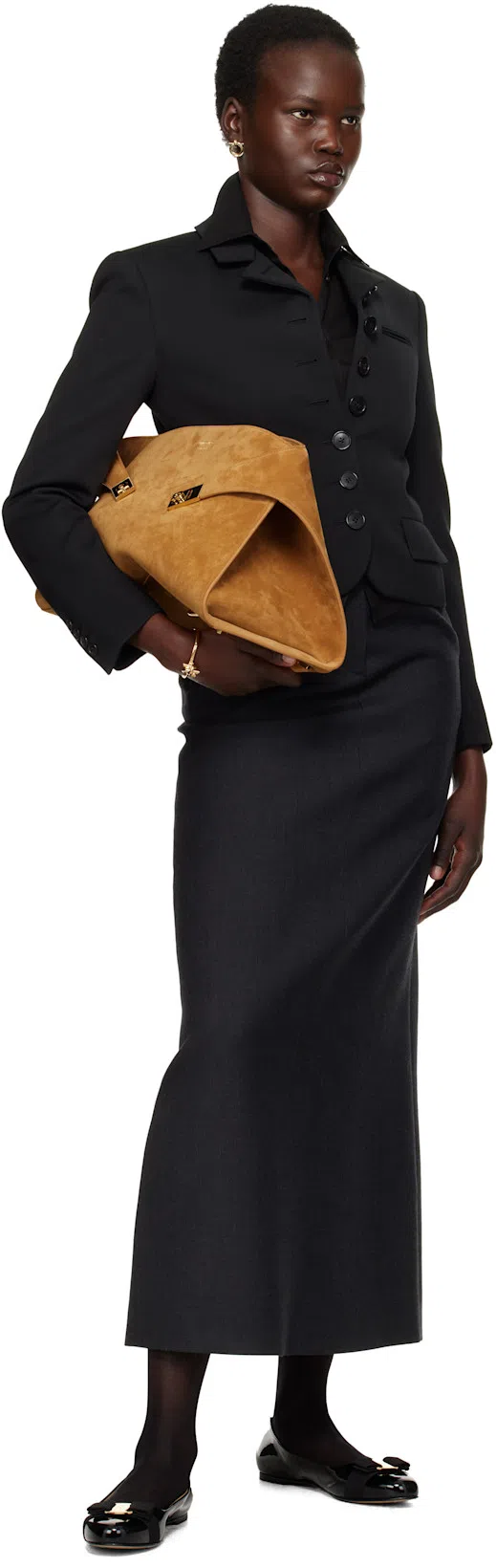 FERRAGAMO Varina Bow-embellished Patent-leather Ballet Flats In Black