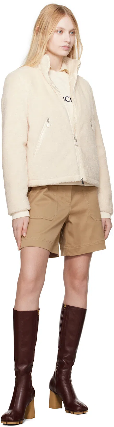 MONCLER Bermuda En Gabardine De Coton In Beige
