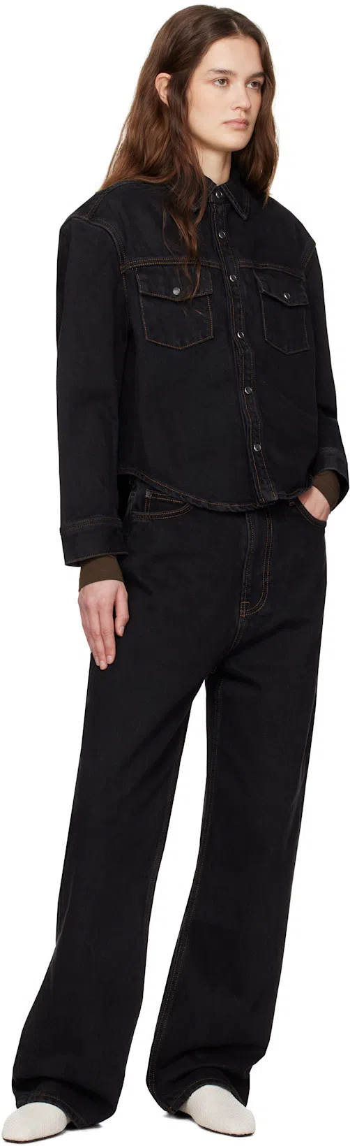 WARDROBE.NYC Brown Opaque Long Sleeve T-shirt In Dark Brown