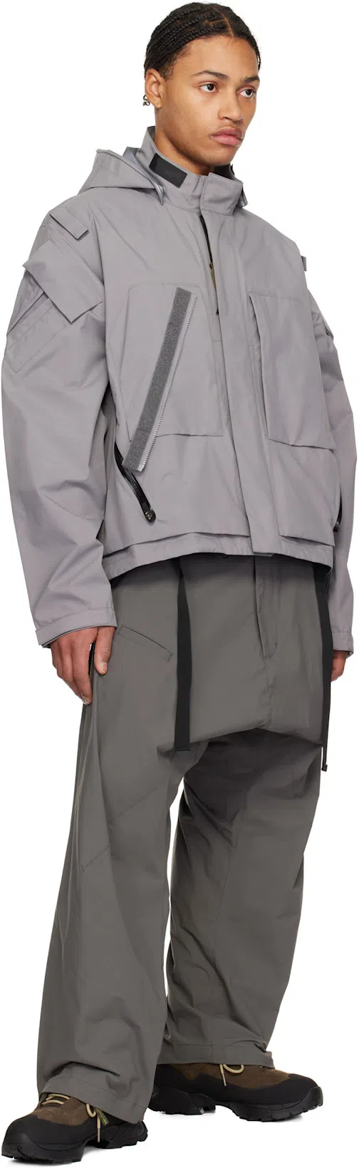 ACRONYM Boxy-silhouette Grey Jacket With Utility Pockets In Gray