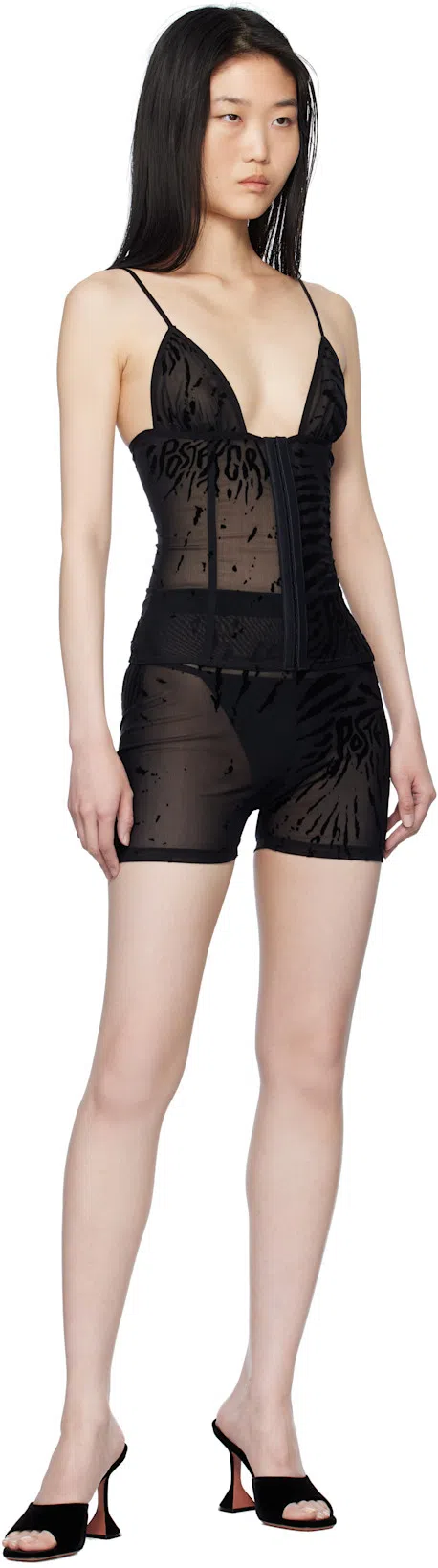 AMINA MUADDI Lupita 70 Black Suede Mule Sandals