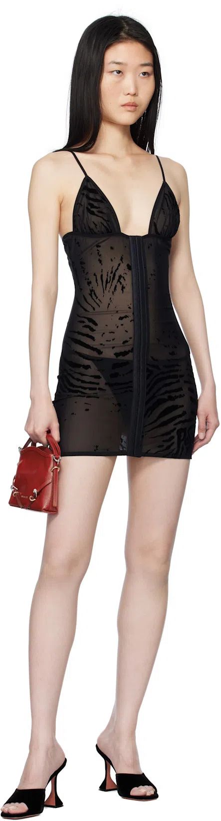 AMINA MUADDI Lupita 70 Black Suede Mule Sandals