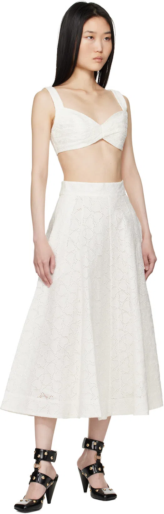 ZIMMERMANN Women's Wylie Knitted Midi Skirt In White