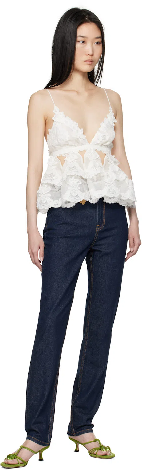 ZIMMERMANN Crush Embroidered Linen-silk Tank Top In Ivo Ivory