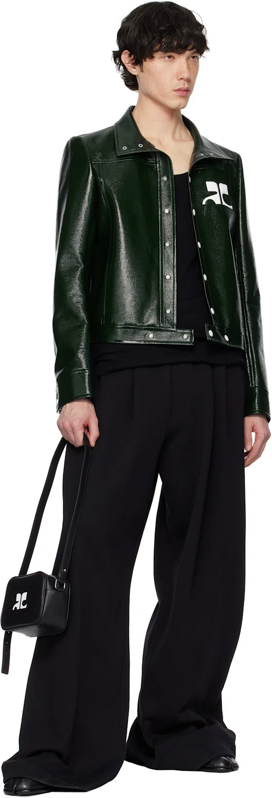 COURRÈGES Navy Reedition Leather Camera Bag