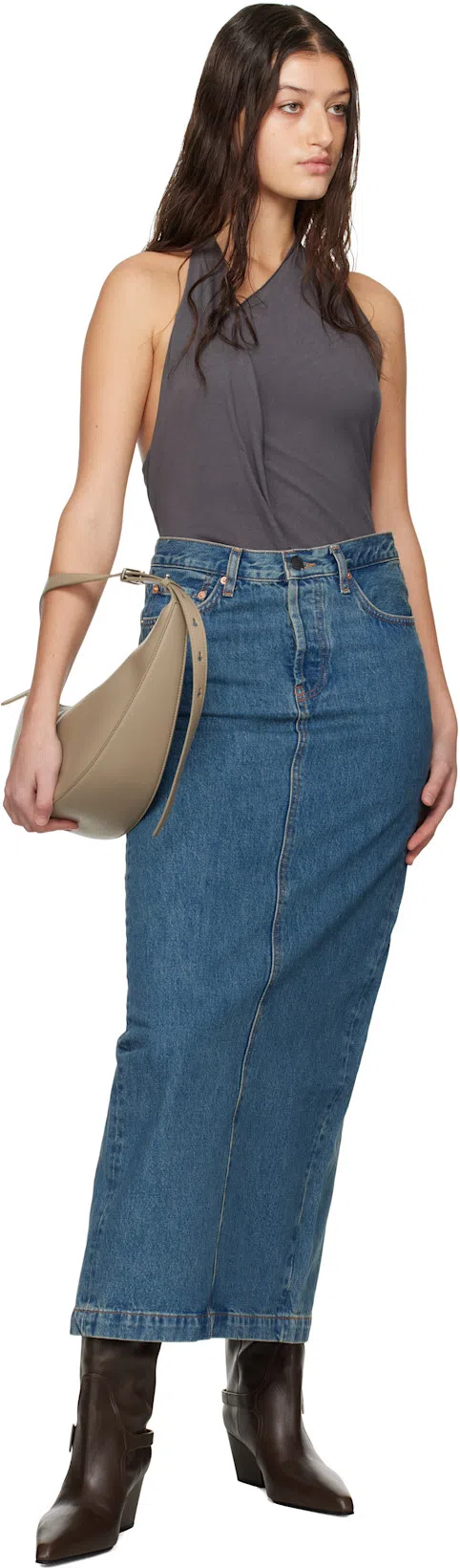 WARDROBE.NYC Wardrobe. Nyc Denim Column Skirt Indigo