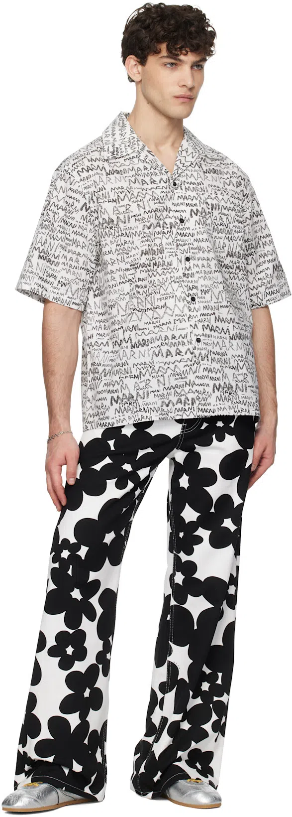 MARNI Pencil Logo Print Shirt In White