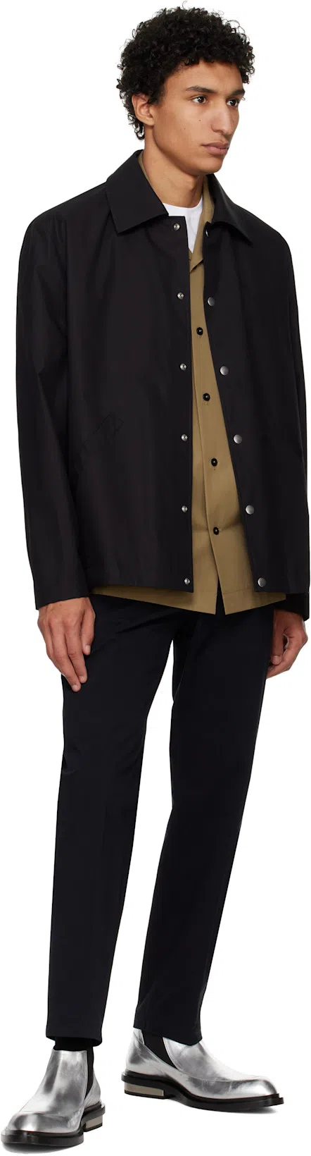 JIL SANDER Black Virgin Wool Felt Shirt Jacket