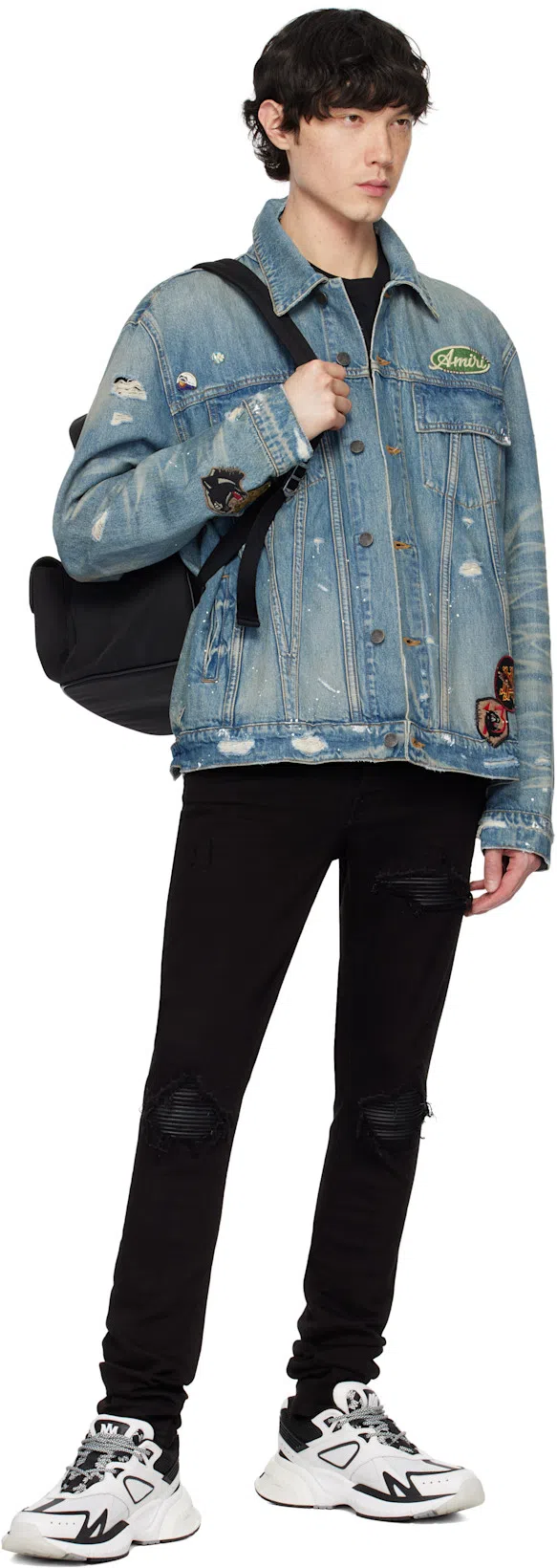 AMIRI Black Crewneck T-shirt With Logo Print On The Front And Logo Lettering On The Rear In Cotton Man