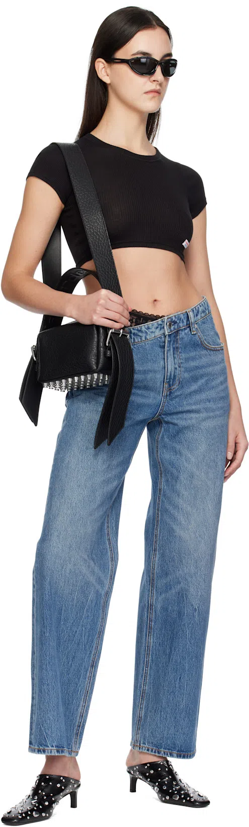 ALEXANDER WANG Black Leather Small Ricco Shoulder Bag