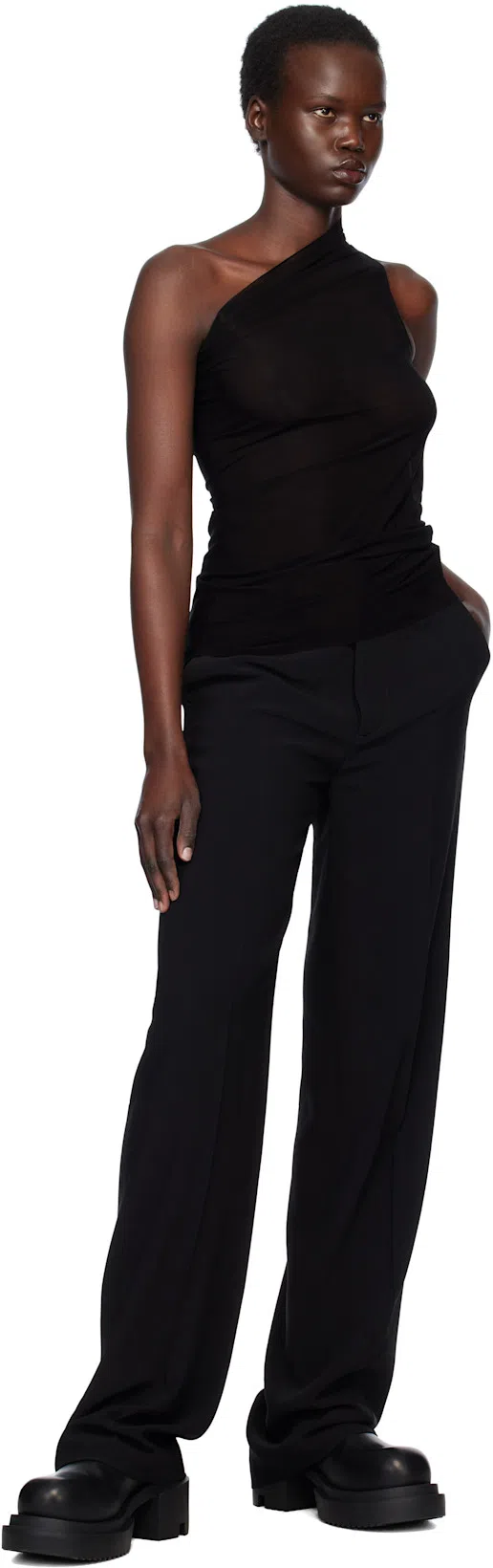 RICK OWENS Beatle Bogun' Black Boots With Chunky Platform In Smooth Leather