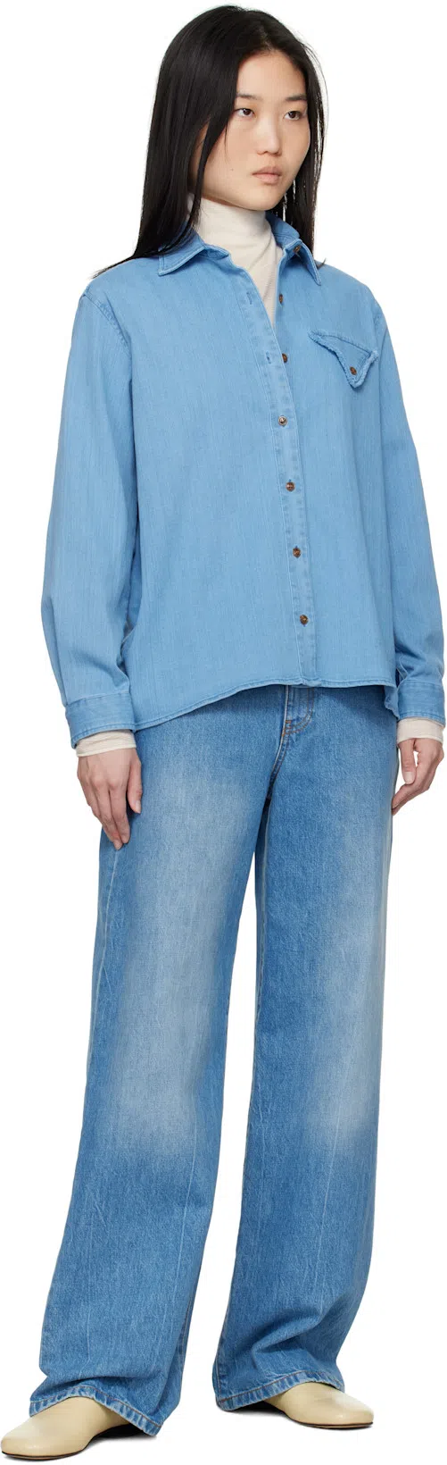 THE GARMENT Denim Buttoned Shirt In Blue
