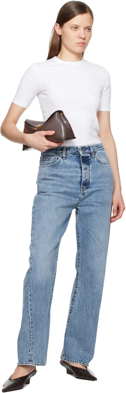 TOTÊME Toteme Sharp Croc-embossed Leather Mule In Black