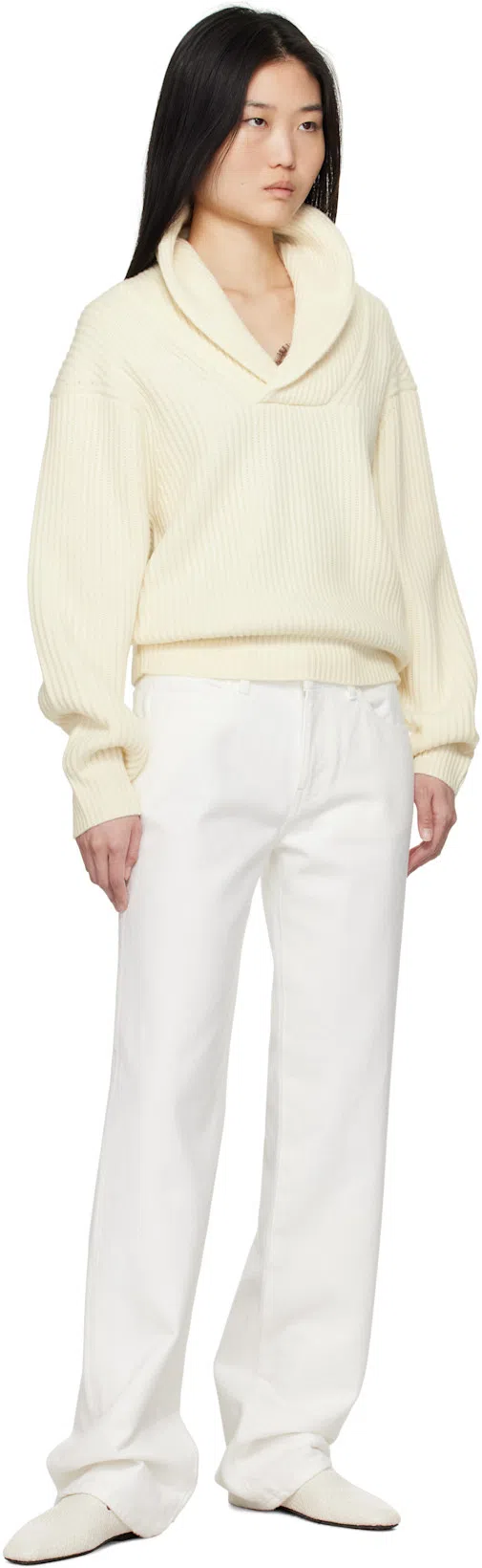 THE ROW Sharka Rigid Low-rise Cotton-cashmere Barrel Jeans In Metallic