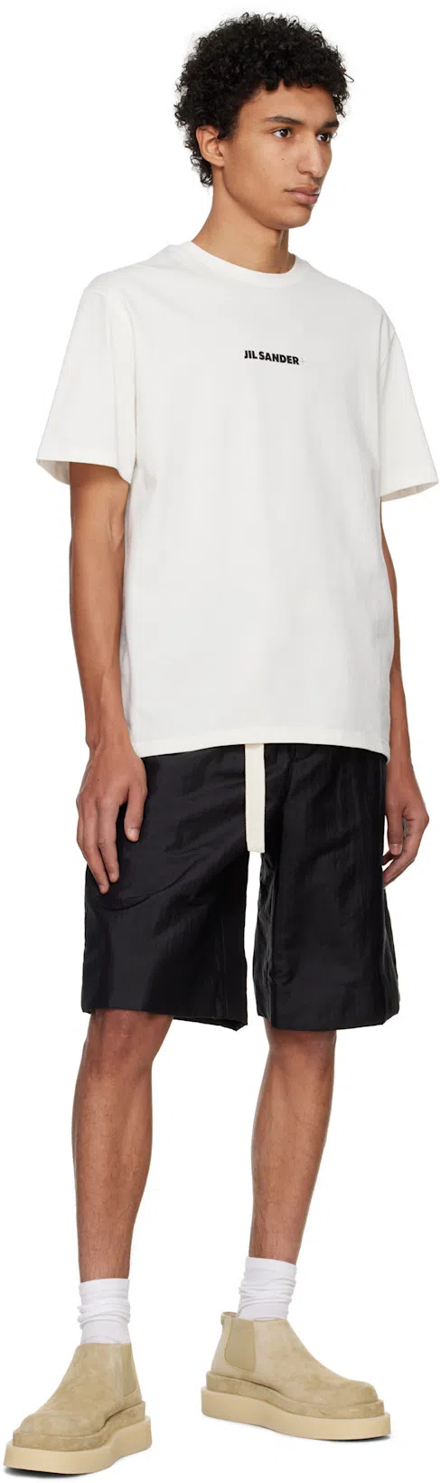 JIL SANDER Men White Crewneck T-shirt With Logo Lettering On The Front In Cotton Man