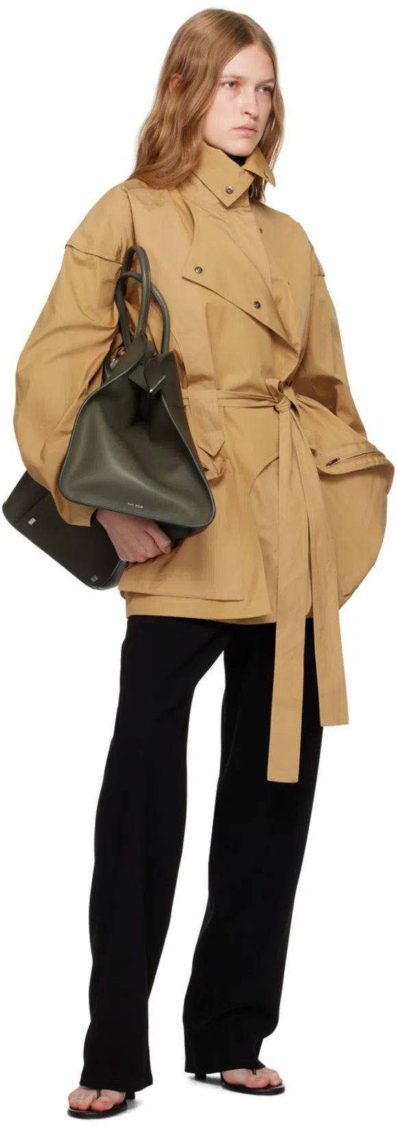 THE ROW Khaki Soft Margaux 17 Bag In Kgp Koala Grey Pld