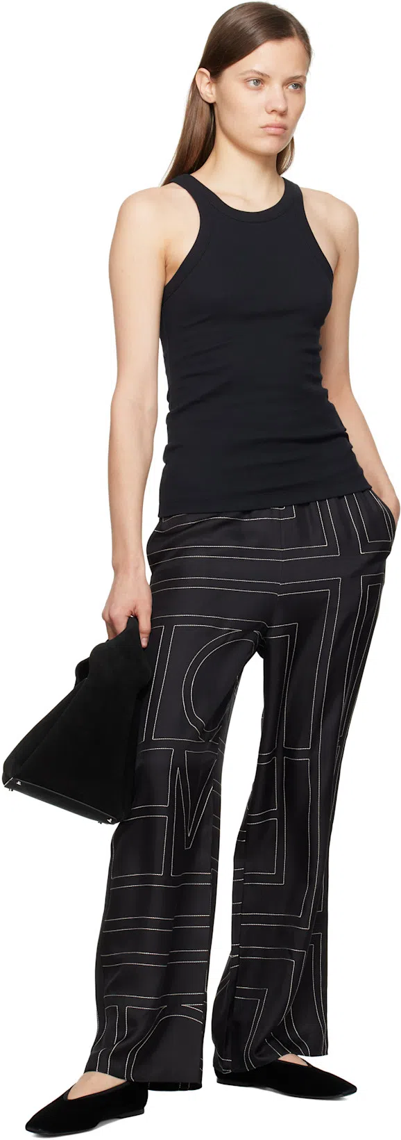 TOTÊME Toteme Women Silk Trousers With Monogram Logo Embroidery In Multi
