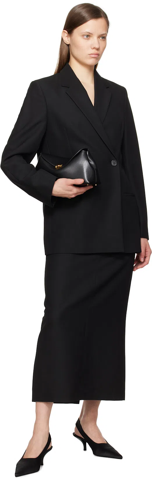 TOTÊME Toteme Women Black Canvas Low-waist Straight Long Skirt