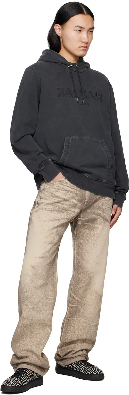 BALMAIN Monogram Jacquard B-court Trainers In Black