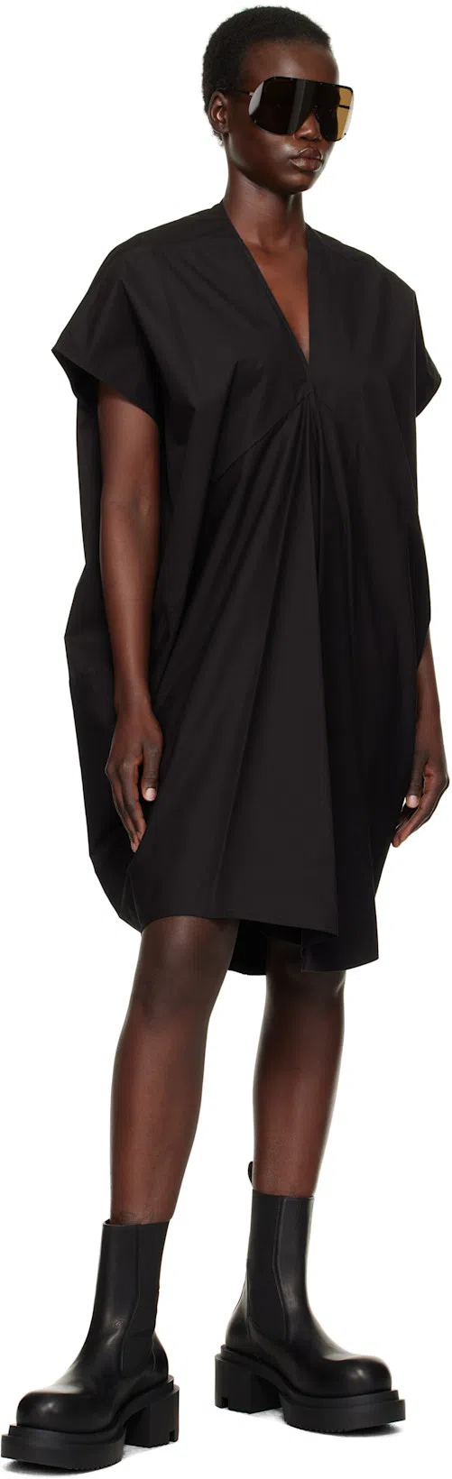 RICK OWENS Beatle Bogun' Black Boots With Chunky Platform In Smooth Leather