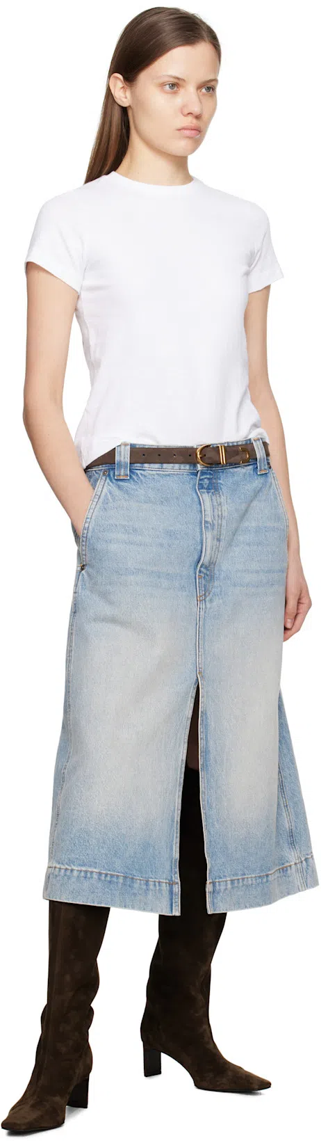 KHAITE Ona Suede Stiletto Knee Boots In Ebano