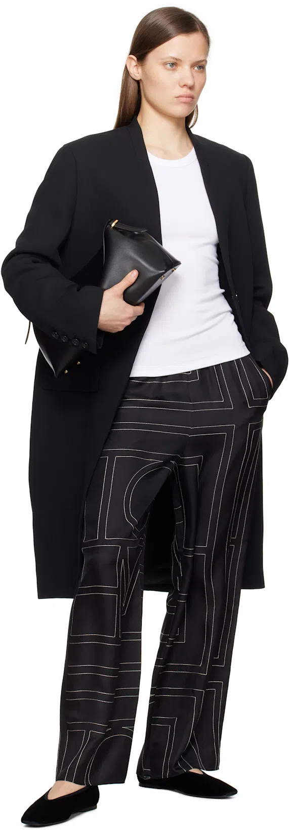 TOTÊME Minimalist Velvet Ballerinas In Black