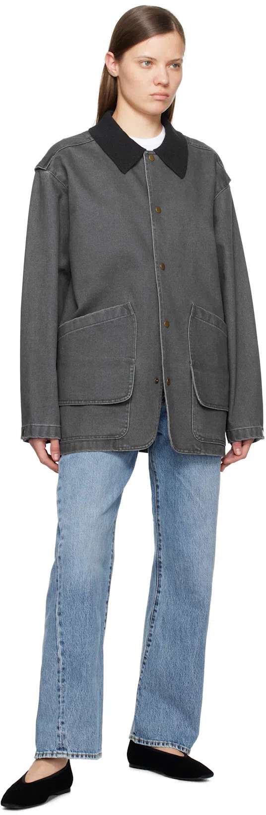 TOTÊME Minimalist Velvet Ballerinas In Black