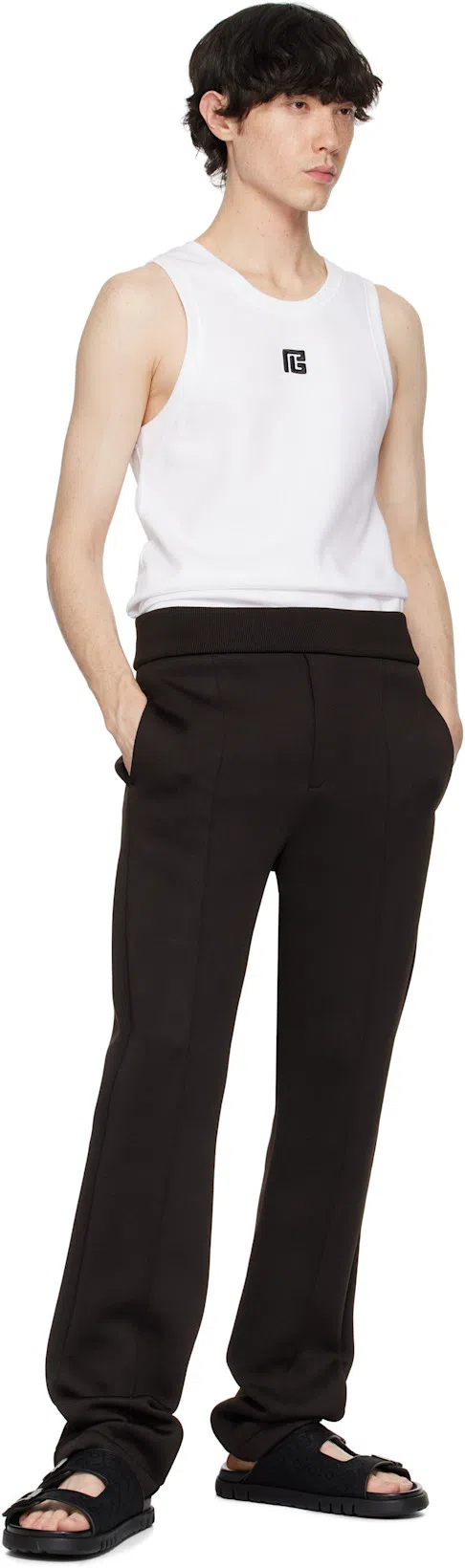 BALMAIN Pb Embroidered Tank Top In White