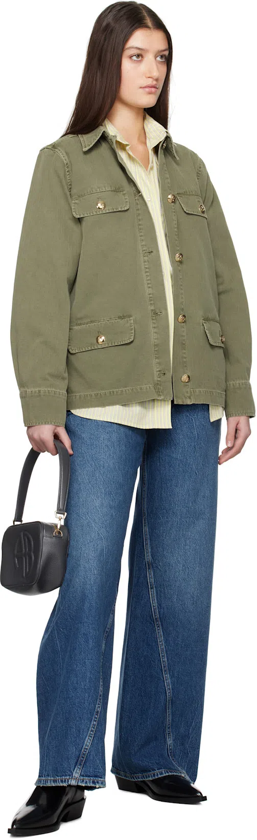 ANINE BING Black Lili Shoulder Bag In Pattern