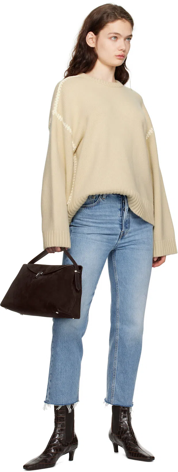 TOTÊME Toteme Women The Mid Heel Boot Leather Boots With Croco Effect In Brown