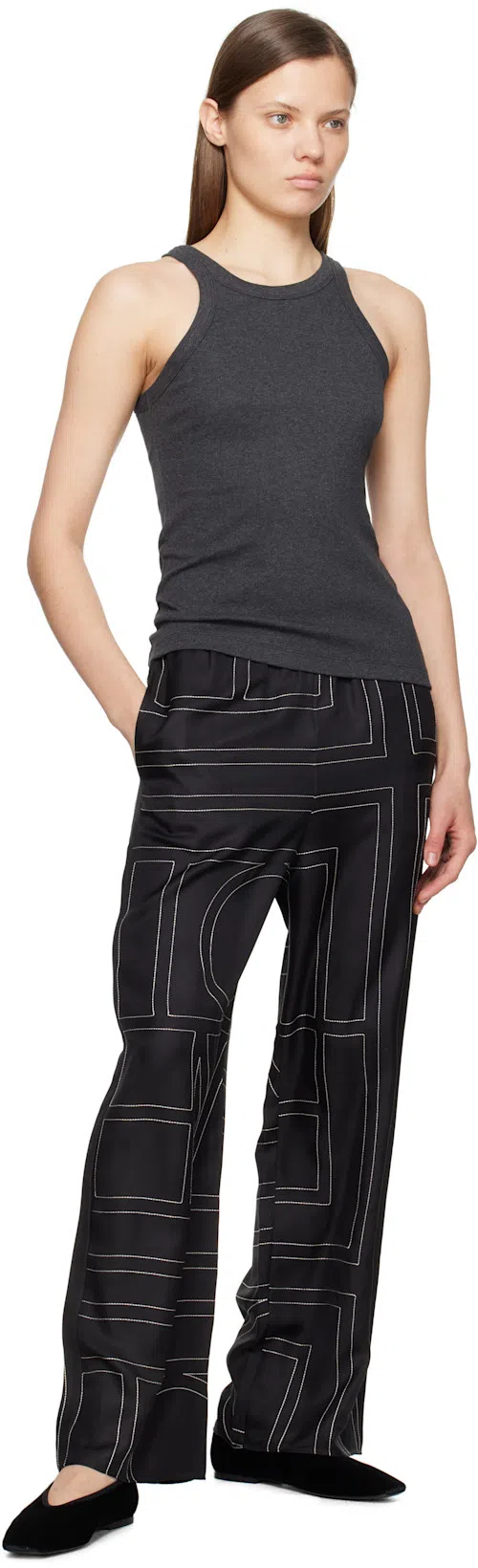 TOTÊME Minimalist Velvet Ballerinas In Black