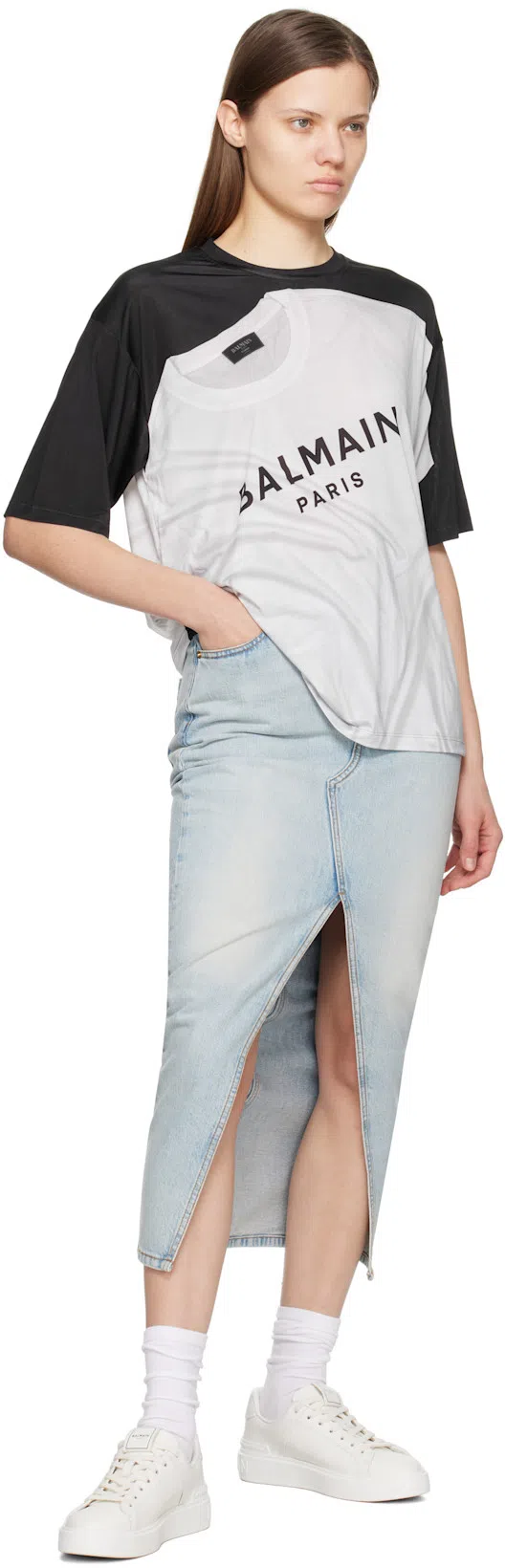 BALMAIN B Court Calfskin Sneaker In White