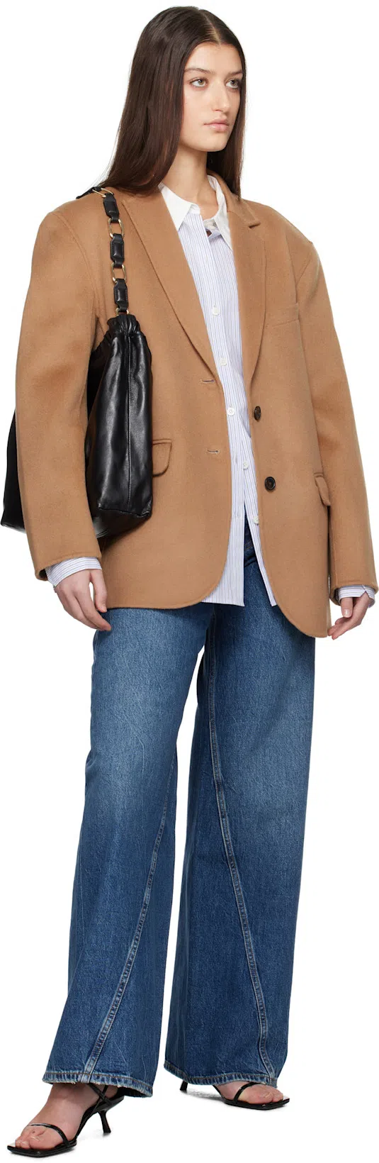 ANINE BING Oversized Wool-cashmere Blend Blazer In Brown