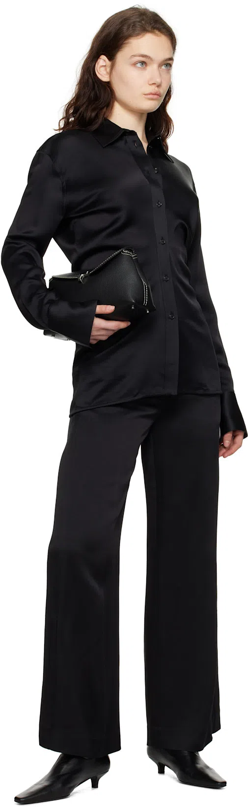 TOTÊME Slouch Satin Shirt In Black 