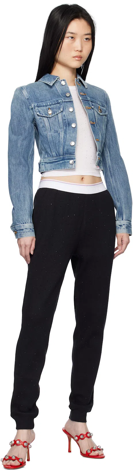 ALEXANDER WANG Shrunken Trucker Cardi In Denim In Blue