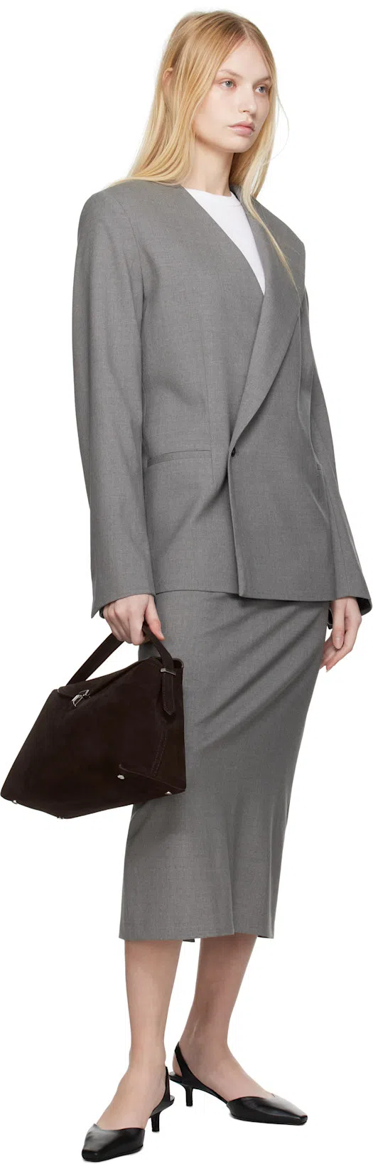 TOTÊME Brown T-lock Suede Top Handle Bag In Espresso 040