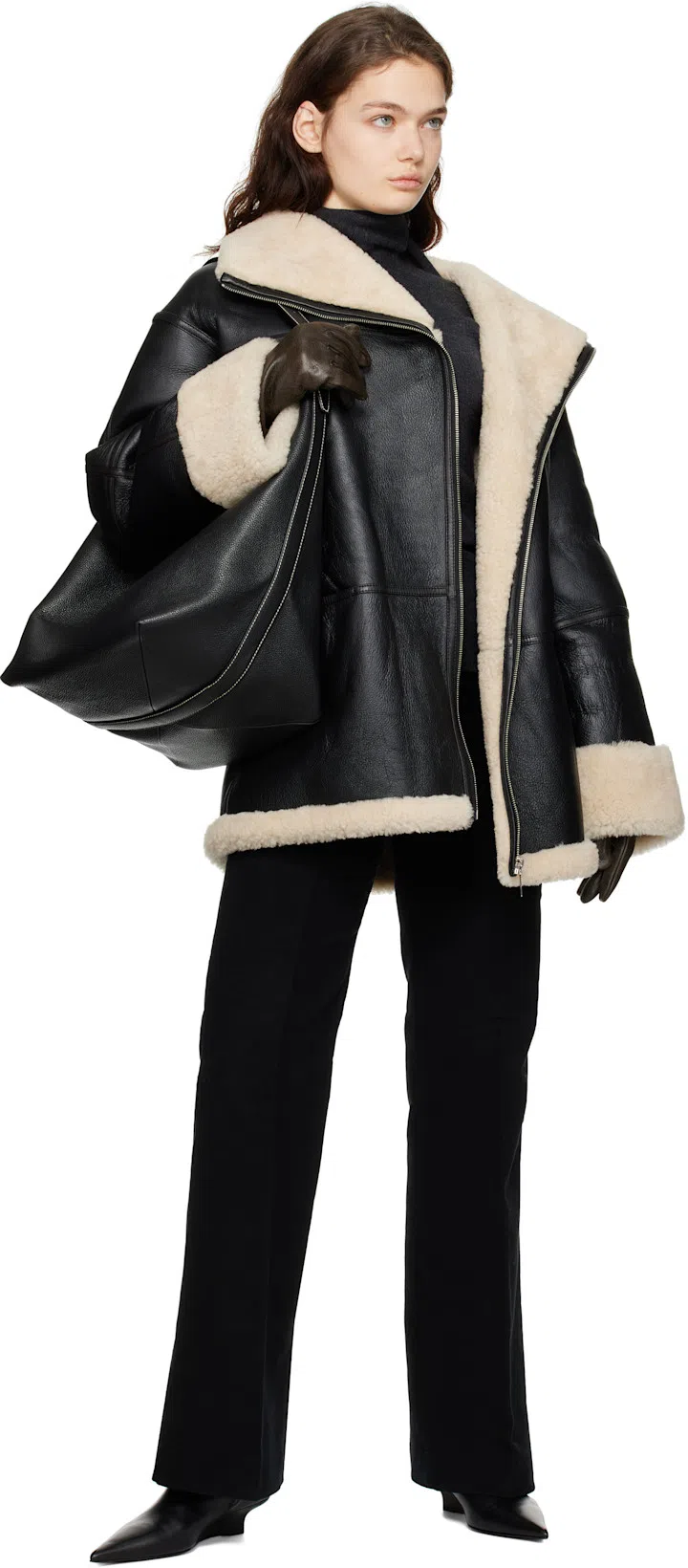 TOTÊME Sharp Leather Ankle Boots In Black