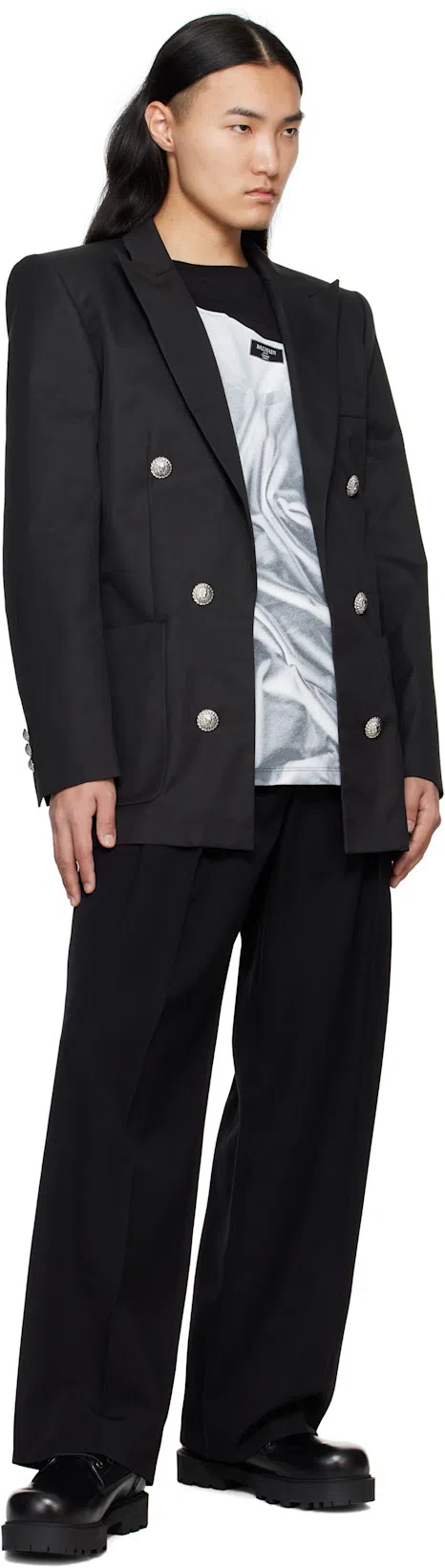 BALMAIN T-shirt With Tank Top Print In Black