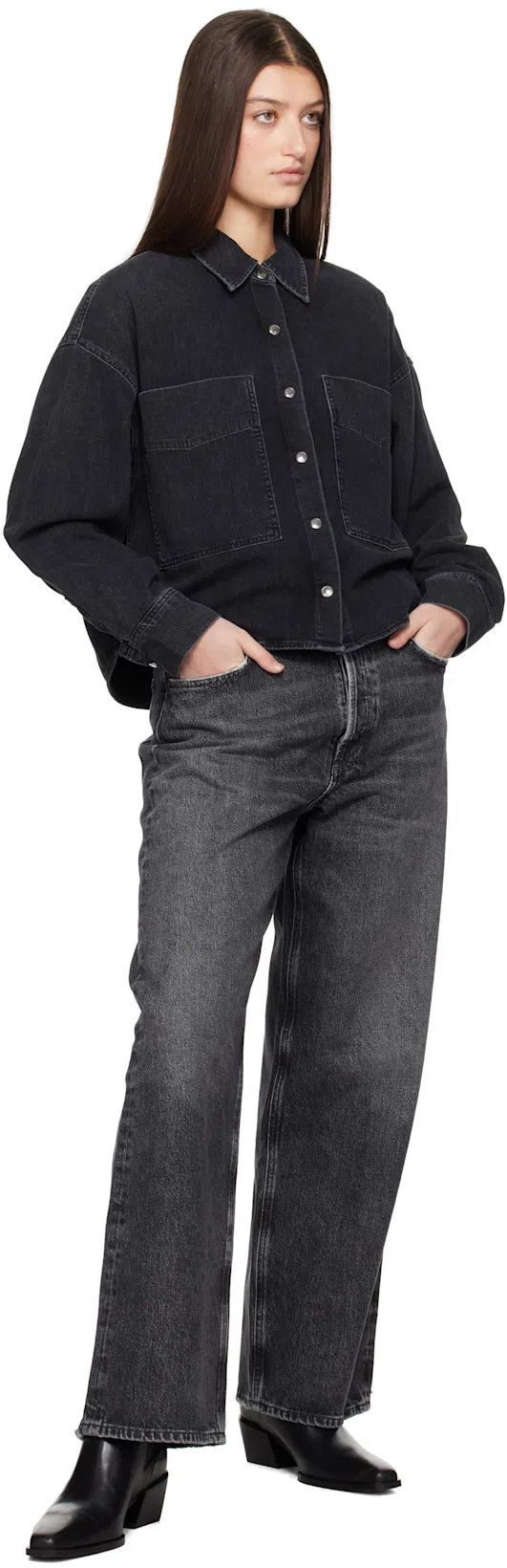 AGOLDE Low Slung Baggy Jeans In Black