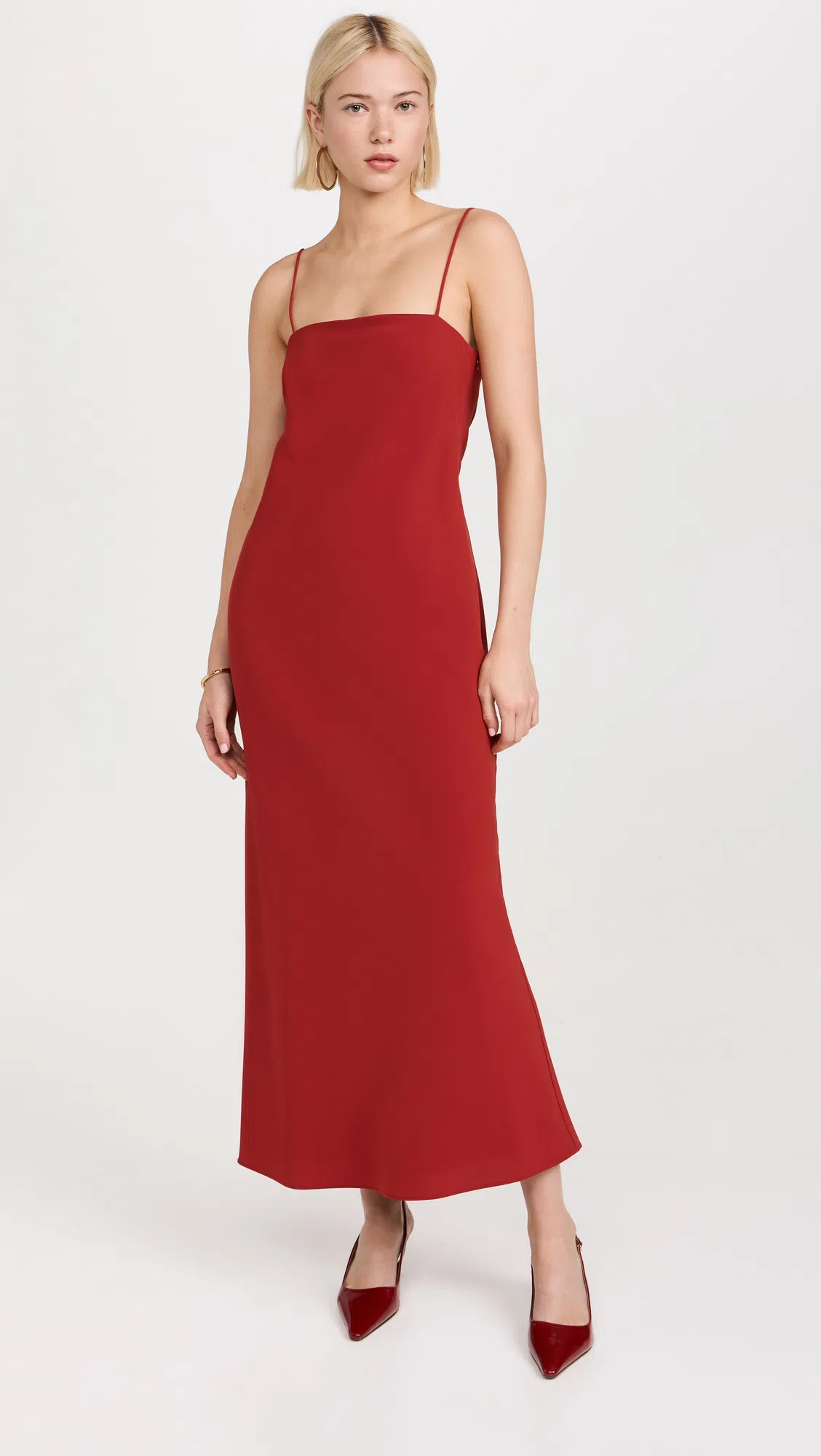 VERONICA BEARD Mavis Maxi Slip Dress In Crimson
