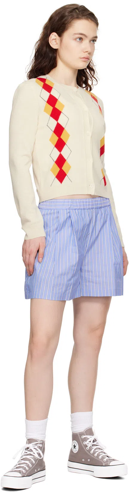 MARNI Diamond-pattern Cardigan In Ivory