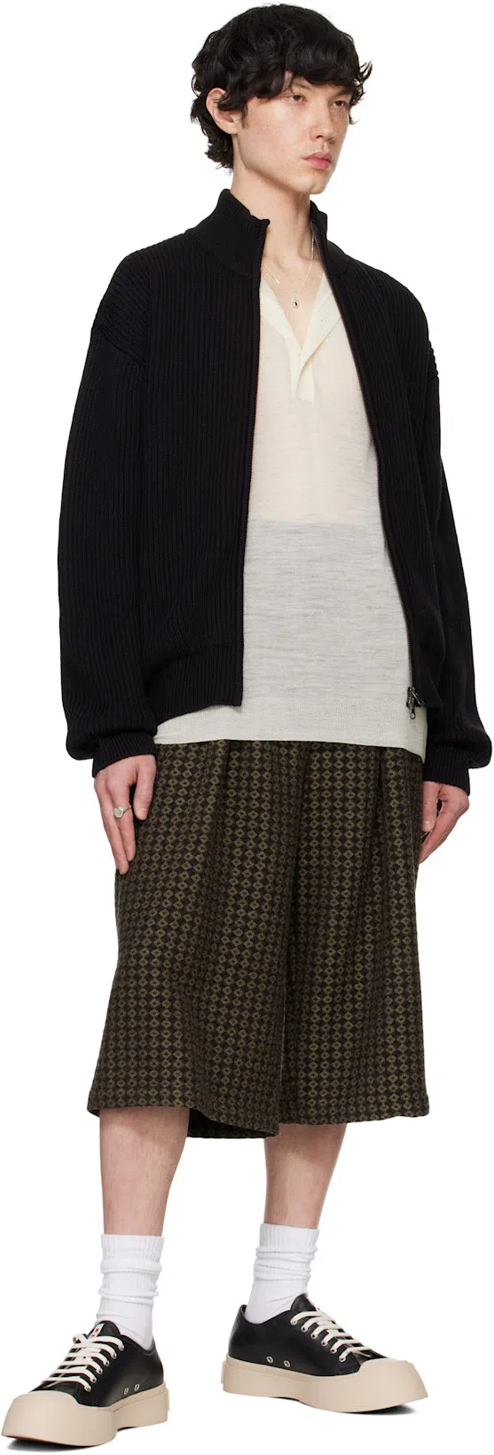 MARNI Black Smooth Leather Sneakers