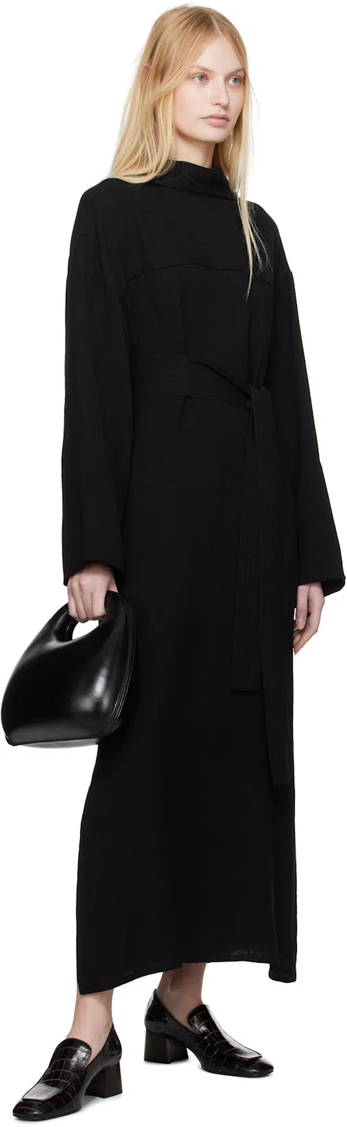 TOTÊME Toteme The Block Heel Croc Embossed Loafer In Dark Brown