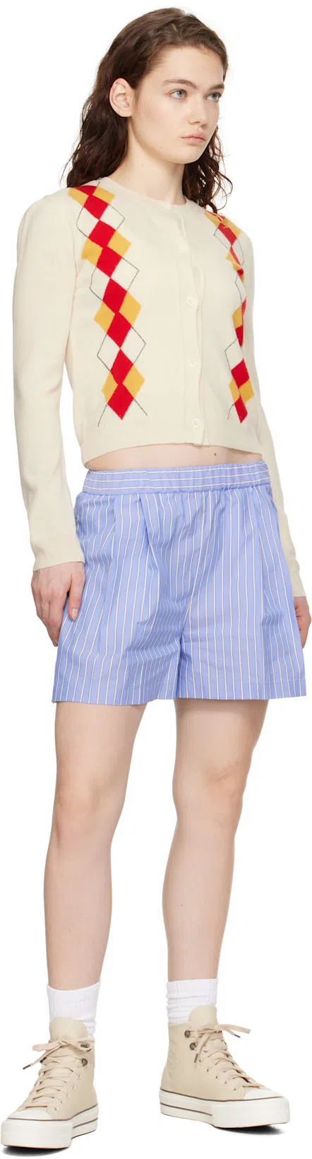 MARNI Diamond-pattern Cardigan In Ivory