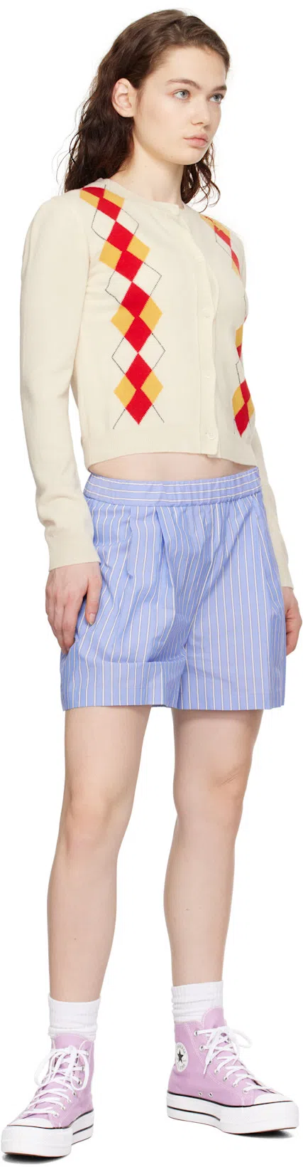 MARNI Diamond-pattern Cardigan In Ivory