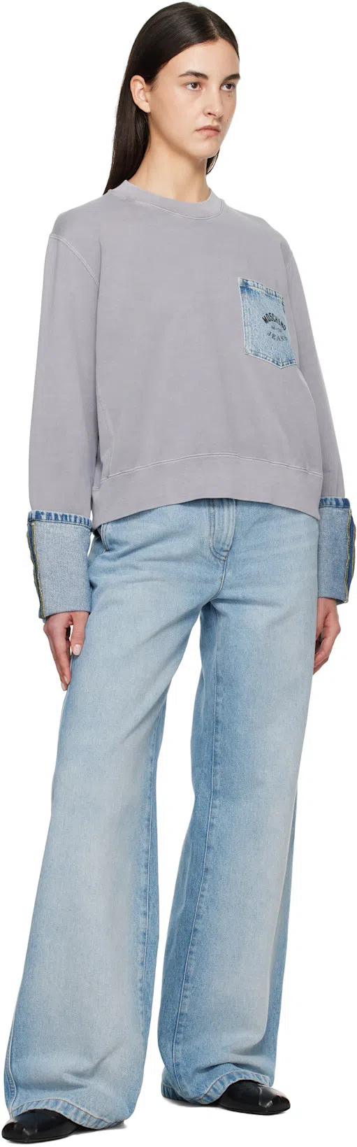 MARNI Leather Little Bow Ballerina In Grey