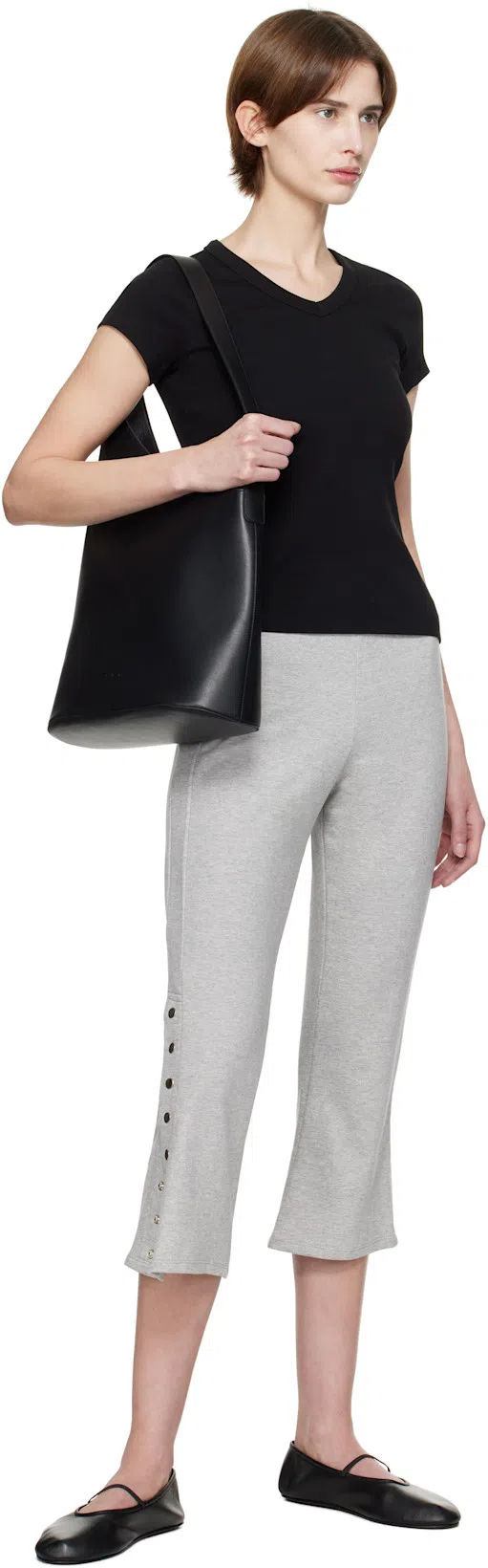 THE ROW 10mm Elastic Ballet Leather Flats In Black