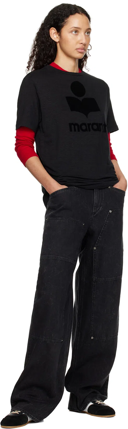 ISABEL MARANT ÉTOILE Ophra Straight-leg Carpenter Jeans In Faded Black