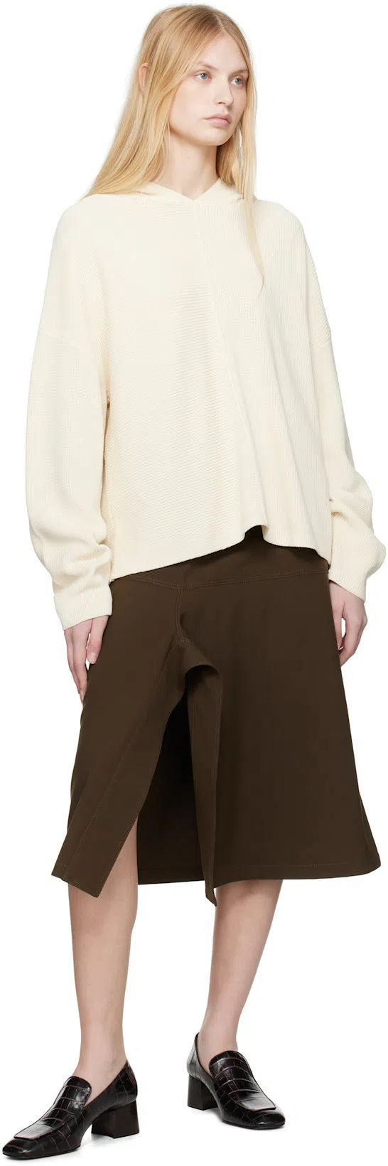 TOTÊME Toteme The Block Heel Croc Embossed Loafer In Dark Brown