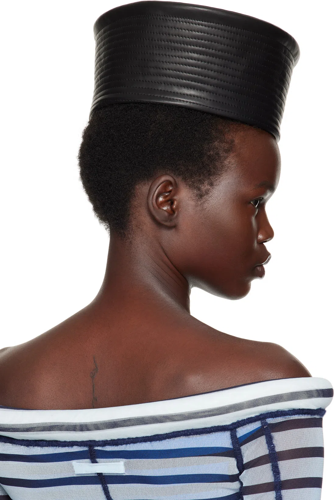 JEAN PAUL GAULTIER Mesh Boat Neck Long Dress With 3d Collar And Cuff B In Multi